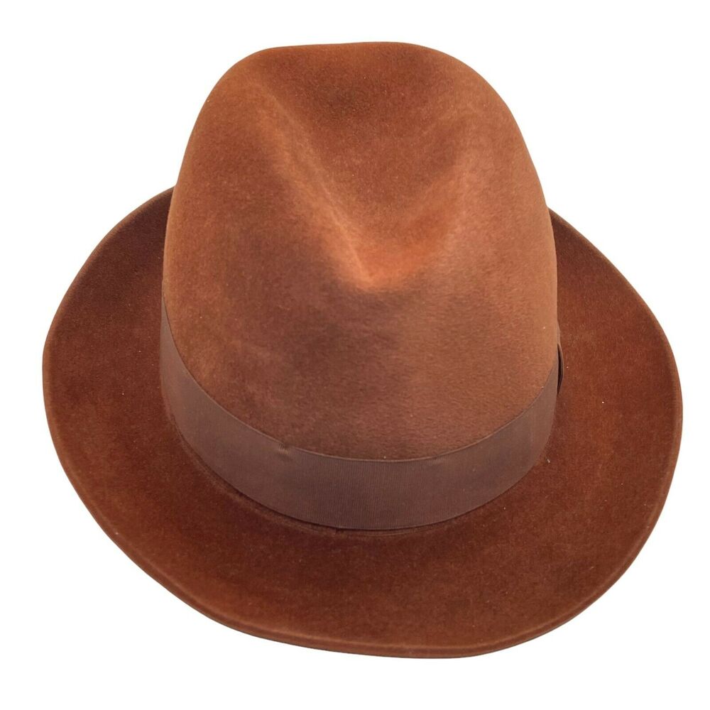 Borsalino Mens Mimosa Rust Brown Beautiful Soft Fedora Hat Size 7 Vintage Italy